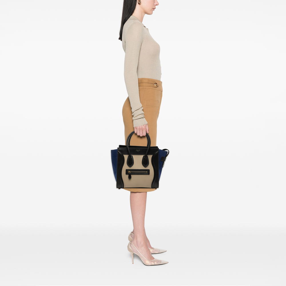 Pre-Loved Celine Micro Tricolor Calfskin and Suede Luggage Tote - Picture 7 of 7